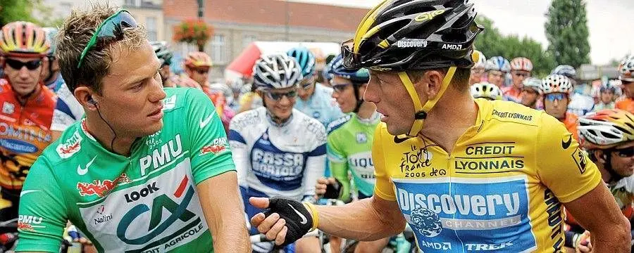 Thor Hushovd y Lance Armstrong en el Tour de Francia de 2005