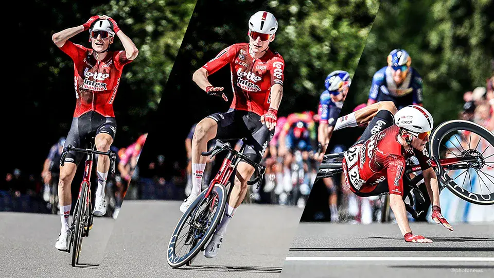 Liam Slock se cae en la l&iacute;nea de meta del GP de Gippingen