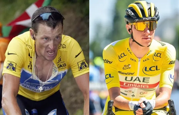 Lance Armstrong y Tadej Pogacar