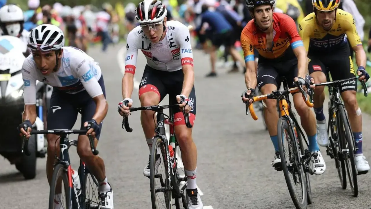Egan Bernal, Tadej Pogacar, Mikel Landa y Primoz Roglic
