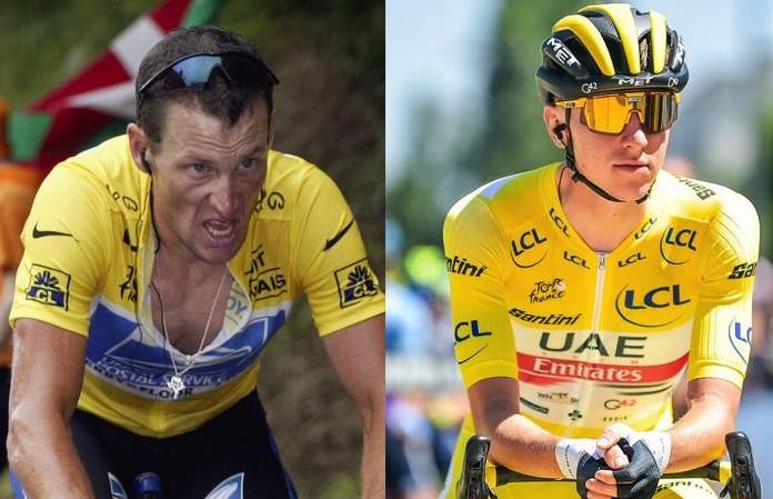 Lance Armstrong y Tadej Pogacar