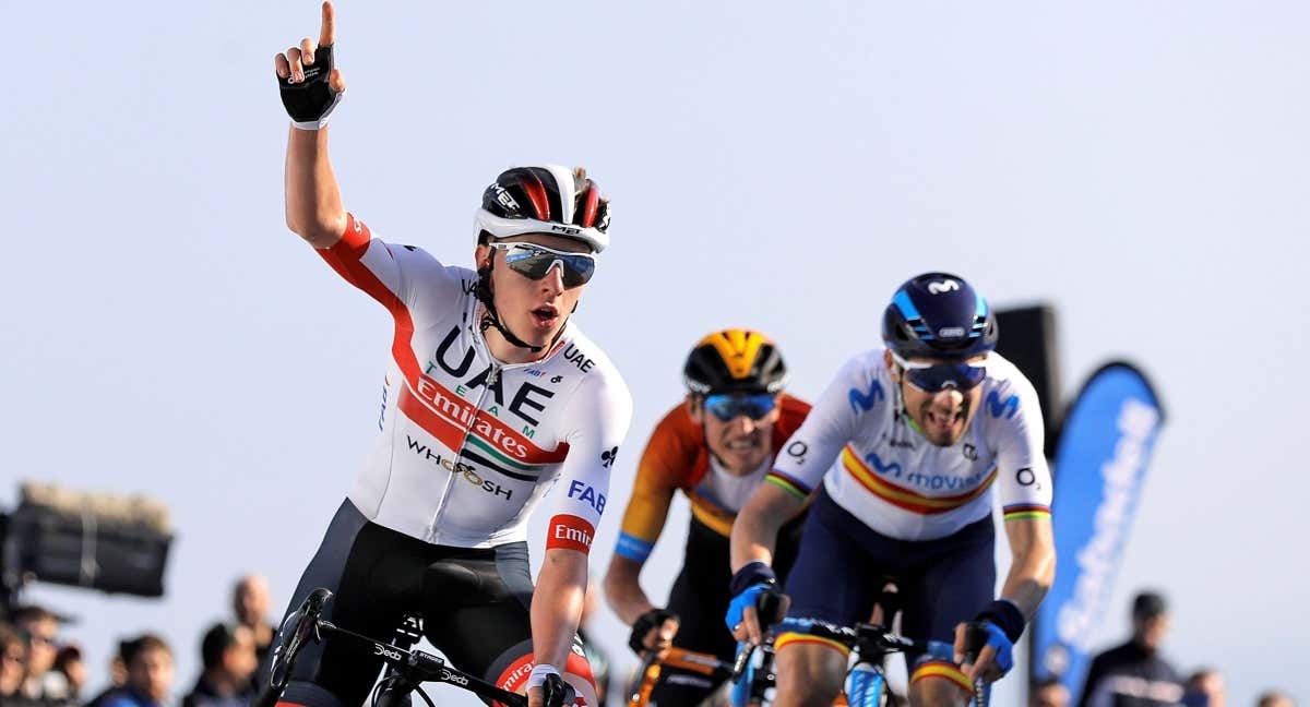 Tadej Pogacar y Alejandro Valverde
